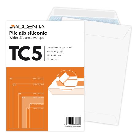 Plic TC5 alb siliconic, 25 buc/set, ACCENTA