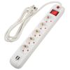 Prelungitor 5 prize, 2 porturi USB, intrerupator, 4.5 m, Schuko, SPACER
