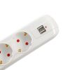 Prelungitor 5 prize, 2 porturi USB, intrerupator, 4.5 m, Schuko, SPACER