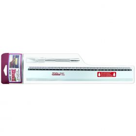 Rigla aluminiu cu margine de taiere, 30 cm si cutit hobby FARA Class Duo DS/30