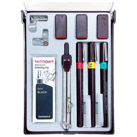 Trusa desen tehnic 3 stilouri ISOMARS Technoart