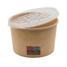 Boluri supa din carton kraft, cu capac transparent, 475 ml, 25 buc/set