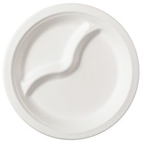 Farfurii din trestie de zahar cu 2 compartimente BIODECK, 22 cm, 50 buc/set