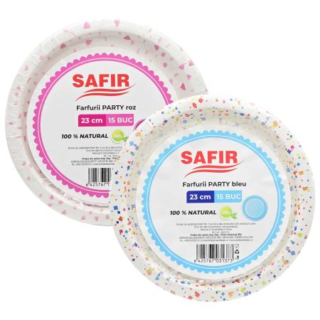 Farfurii din carton SAFIR Party, 23 cm, 15 buc/set