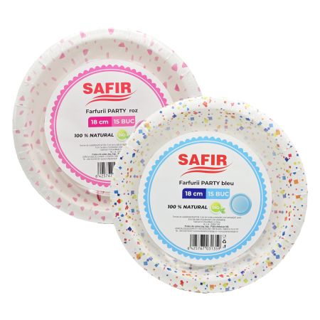 Farfurii din carton SAFIR Party, 18 cm, 15 buc/set