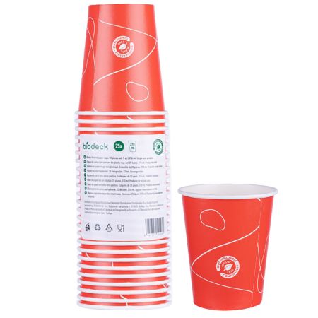 Pahare carton biodegradabil BIODECK Bio, 270 ml, 25 buc/set