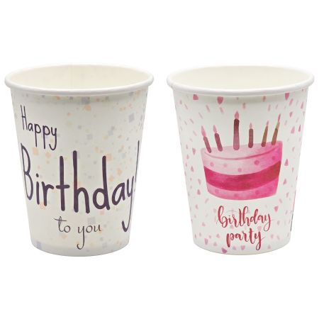 Pahare carton color 240 ml, 8 oz, SAFIR Party, 15 buc/set