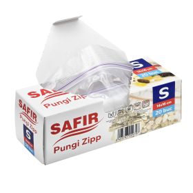 Pungi alimentare plastic cu ziplock, 140x160 mm, SAFIR S, 20 buc/set