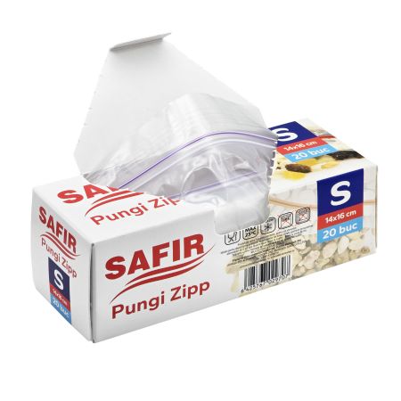 Pungi alimentare plastic cu ziplock, 140x160 mm, SAFIR S