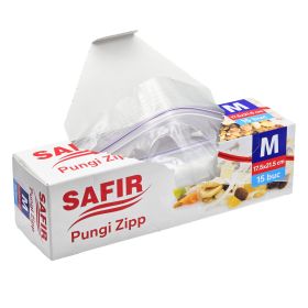 Pungi alimentare plastic cu ziplock, 175x215 mm, SAFIR M, 15 buc/set