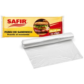 Pungi sandwich cu clips, 180x280 mm, SAFIR Clasic, 100 buc/rola