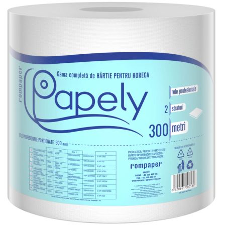 Rola prosoape hartie PAPELY, 300 m, 2 straturi