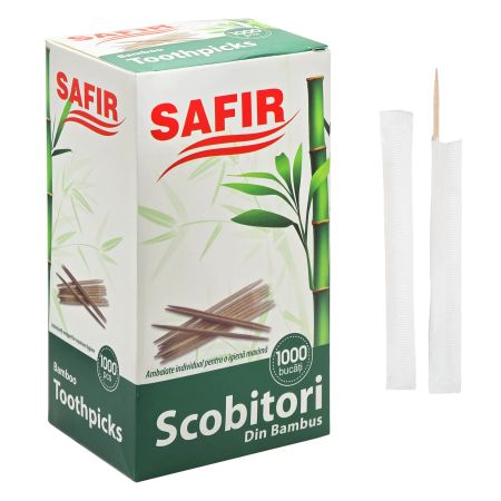 Scobitori lemn bambus SAFIR, 1000 buc/set