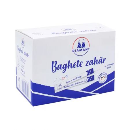 Zahar cristal alb DIAMANT, baghete stick 5 g 100 buc/set