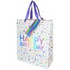 Punga cadou din hartie lucioasa, 26x12x32 cm, Happy Birthday Pastel