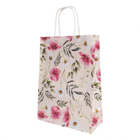 Punga cadou din hartie, 22x10x31cm, model floral