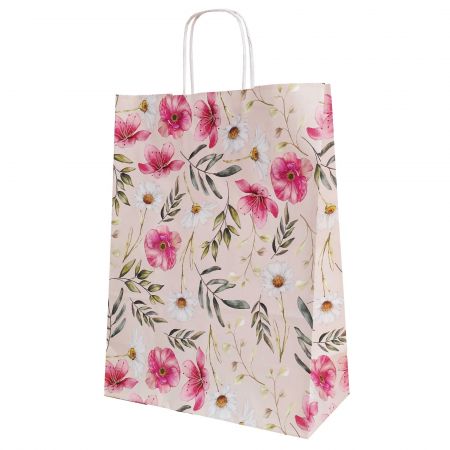 Punga cadou din hartie, 26x12x35 cm, model floral