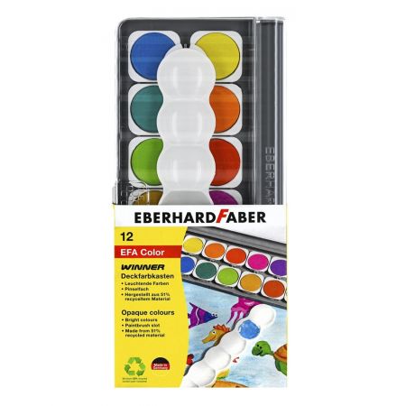 Acuarele 12 culori/set + tub de alb si paleta de culori, EBERHAR