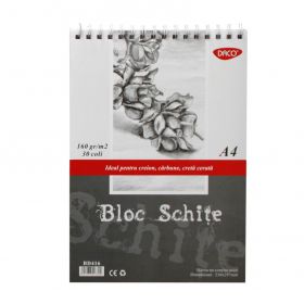 Bloc de desen si schite A4, cu spirala, 160 g, DACO, 30 file