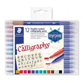 Marker caligrafie, 2 capete, STAEDTLER Calligraphy, 12 buc/set