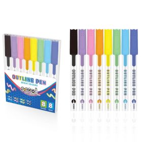 Carioci argintii, contur color S-COOL, 8 culori/set