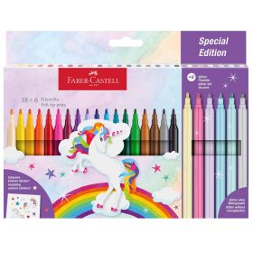 Carioci 18+6 culori/set FABER-CASTELL Unicorn, FC554221