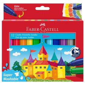Carioci superlavabile, 12 culori/set, FABER-CASTELL Jumbo