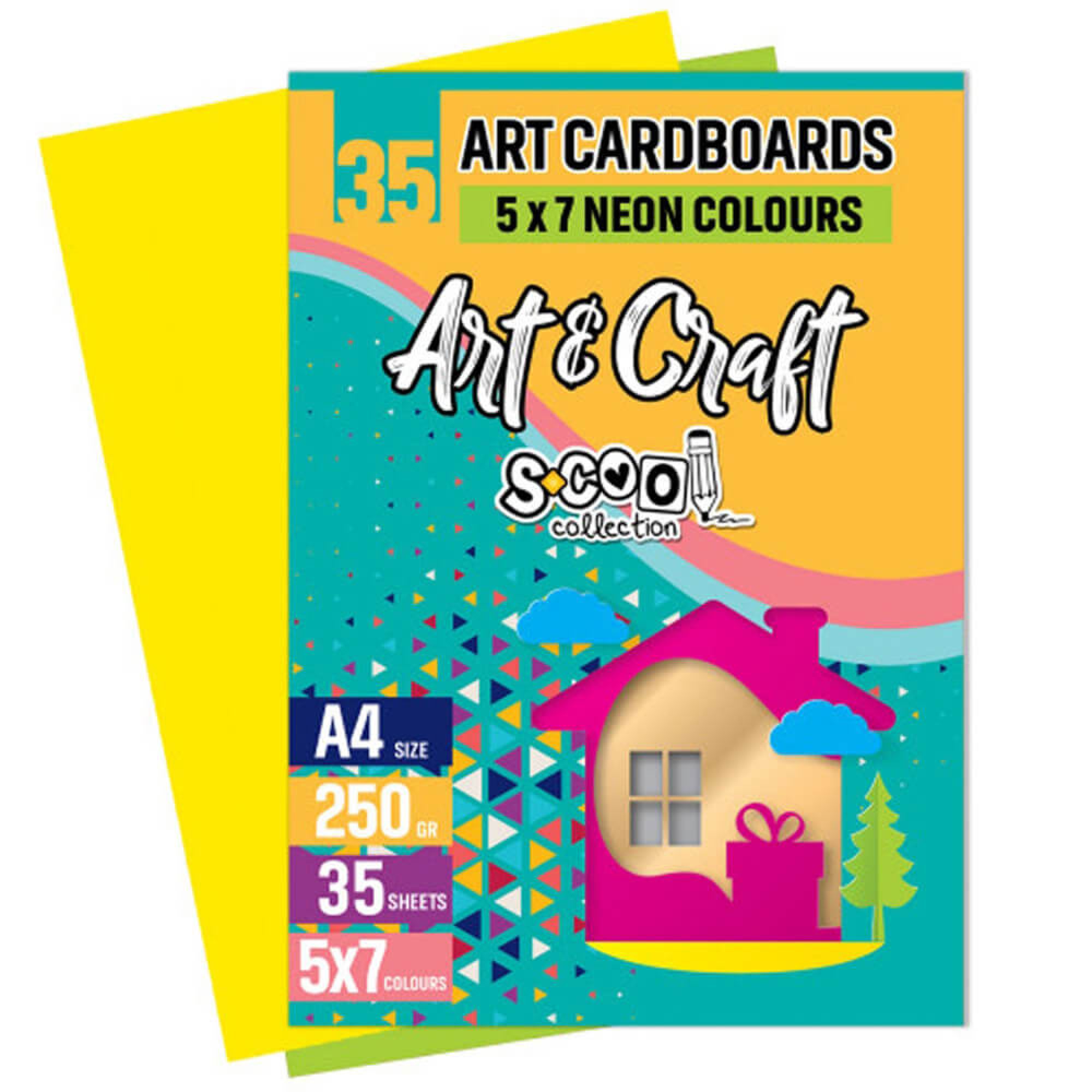 Set Carton Colorat Carton colorat A4, 250 g/mp, S-COOL Art and Craft Neon, 35 coli/set ...
