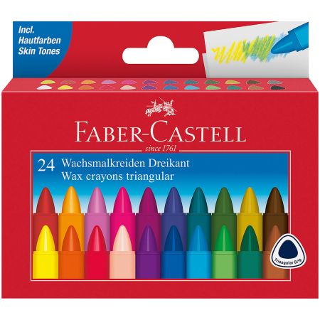 Set creioane cerate triunghiulare Faber-Castell, 12 culori