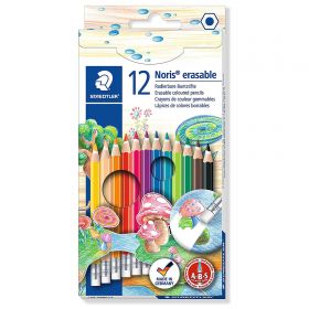 Creioane colorate cu radiera la capat, 12 culori/set STAEDTLER Noris Erasable