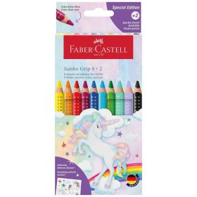Creioane colorate 8+2 culori/set FABER-CASTELL Unicorn Jumbo Grip
