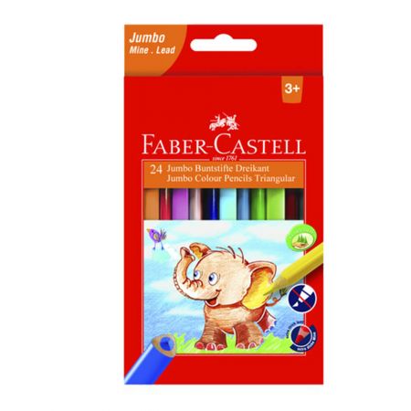 Creioane colorate groase Jumbo Faber-Castell, 24 buc/set, FC1165