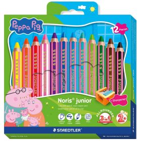 Creioane colorate groase STAEDTLER Noris Junior Peppa Pig, 12 culori/set