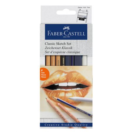 Creioane pentru schite FABER-CASTELL Classic Sketch, 6 buc/set 