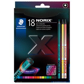 Creioane colorate semirotunde STAEDTLER Norix, 18 buc/set