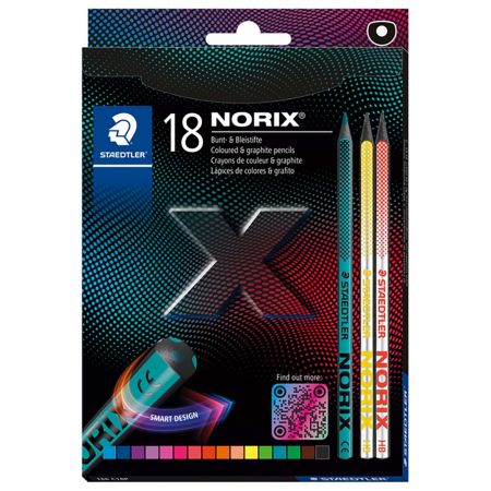Creioane colorate semirotunde STAEDTLER Norix, 18 buc/set