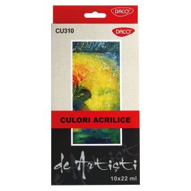 Culori acrilice DACO, 10 tuburi/set