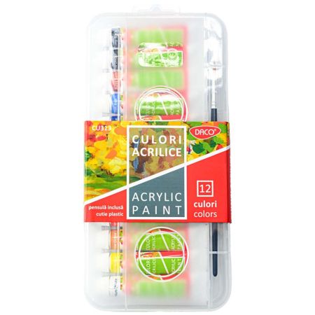 Culori acrilice DACO CU313, 12 tuburi/set