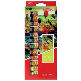 Culori ulei, 12 ml, DACO, 12 tuburi/set