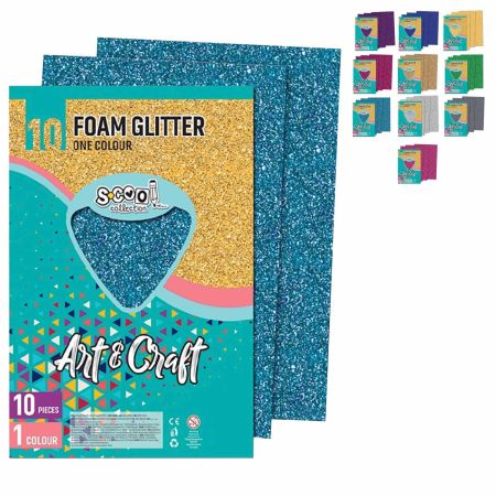 Spuma cu sclipici A4 S-COOL Foam Glitter, 10 buc/set