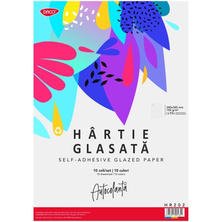 Hartie glasata autocolanta lucioasa 10 file/set DACO