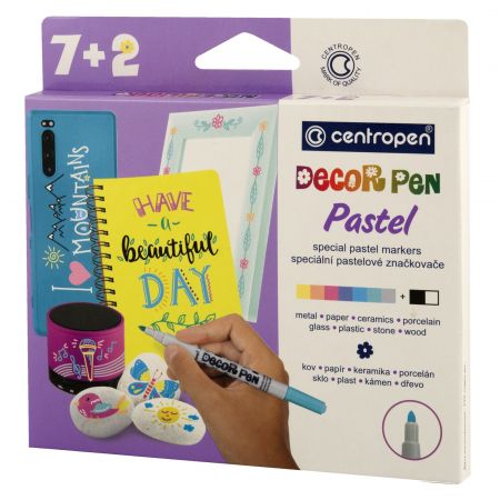 Markere pentru decoratiuni 7+2 culori pastel/set CENTROPEN 2738