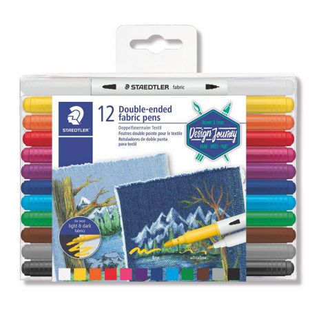 Marker textile cu 2 capete STAEDTLER, 12 buc/set