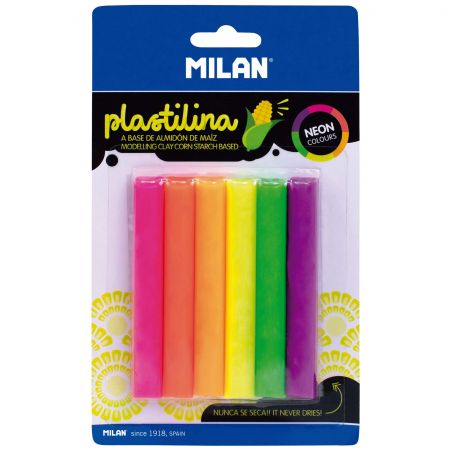 Set 6 culori plastilina, 70 g, MILAN Neon