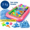 Nisip kinetic, 8 accesorii si cutie gonflabila, 3 kg