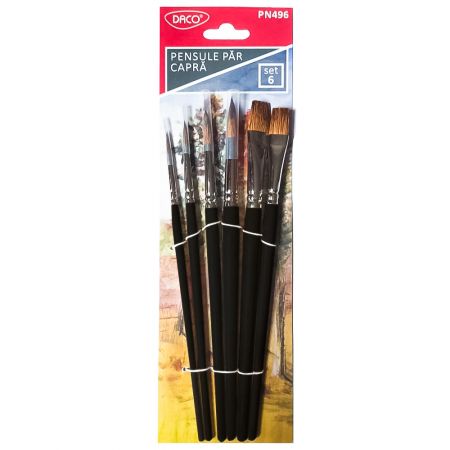 Pensule pictura par de capra DACO, 6 buc/set