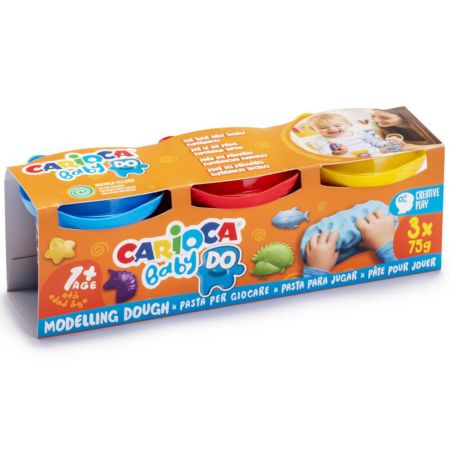 Plastilina moale CARIOCA Baby Dough, 3 culori/set
