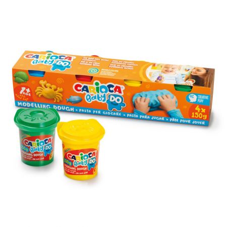 Plastilina moale, 4 culori/set, CARIOCA Baby Dough