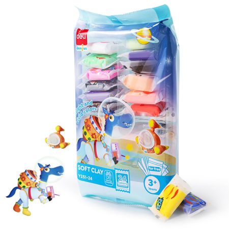 Plastilina modelatoare 24 culori/set, 144 g, DELI Soft Clay