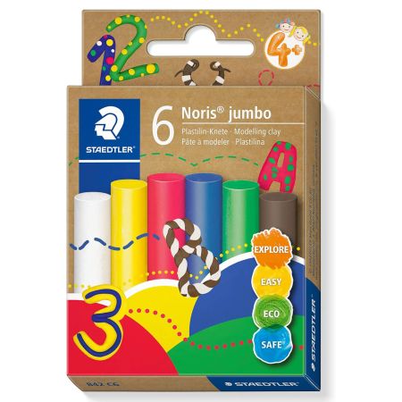 Plastilina copii STAEDTLER Noris Jumbo Clasic, 6 culori/set 